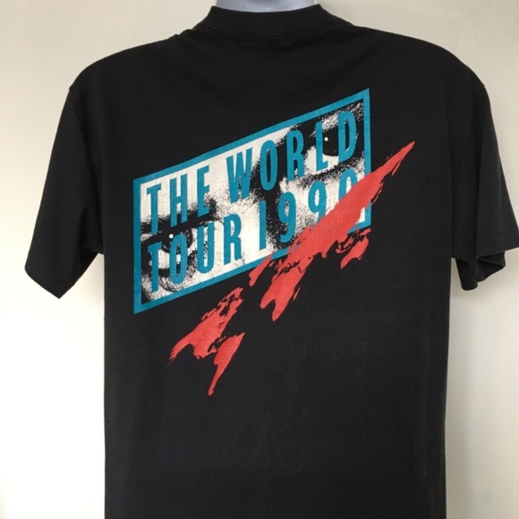 Vintage 1990 David Bowie Sound Vision World Tour T Shirt Large Band Black - Picture 4 of 7